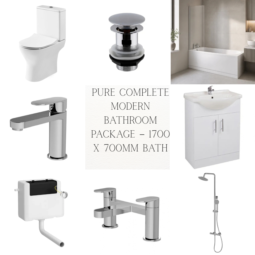 Pure Complete Modern Bathroom Package – 1700 x 700mm Bath