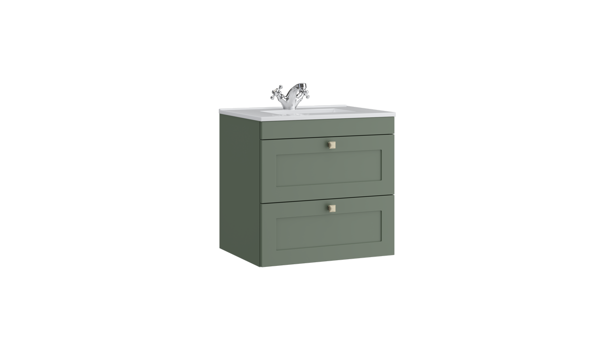 Sanctuary 600mm 2 Drawer Wall Mounted Unit Corymbia Green