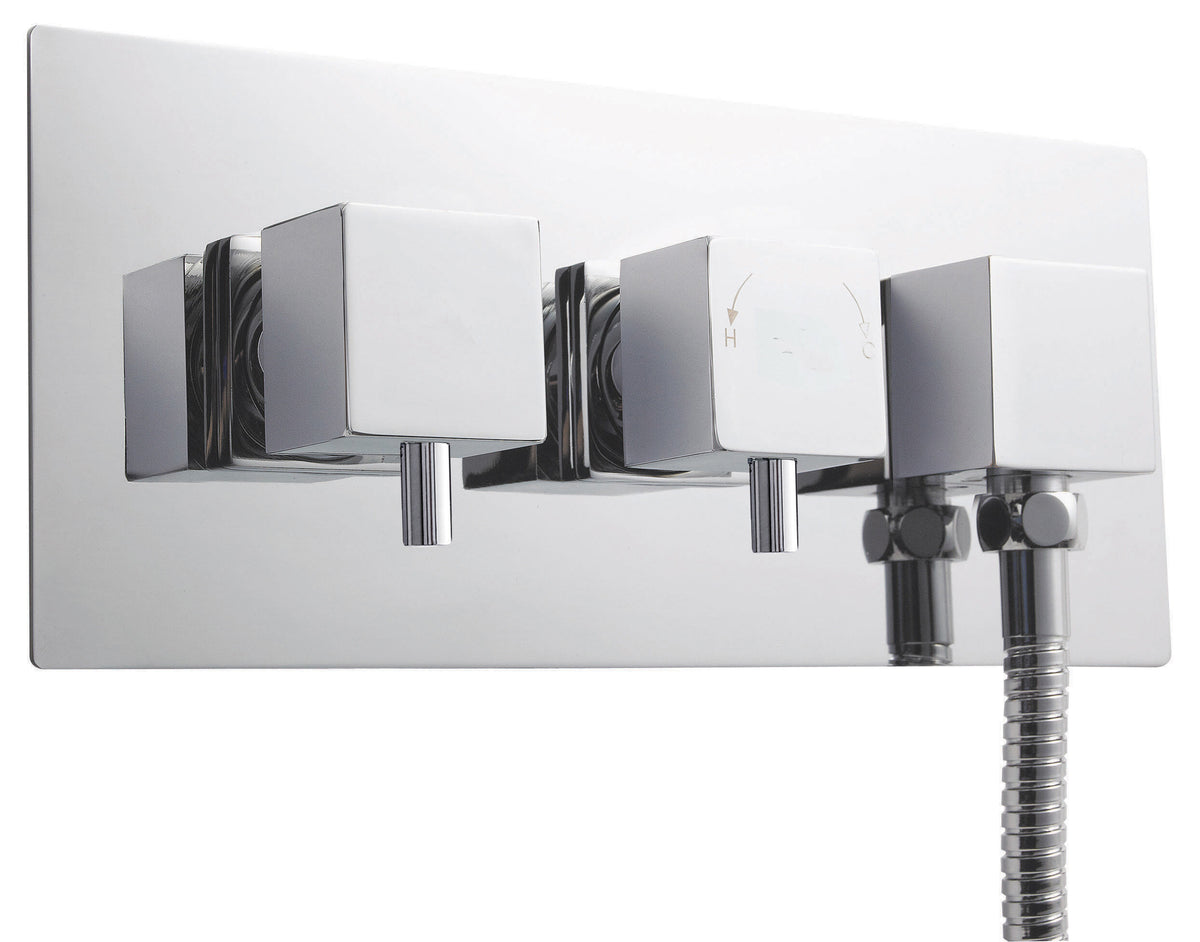 nuie Chrome Twin Thermostatic Shower Valve With Diverter