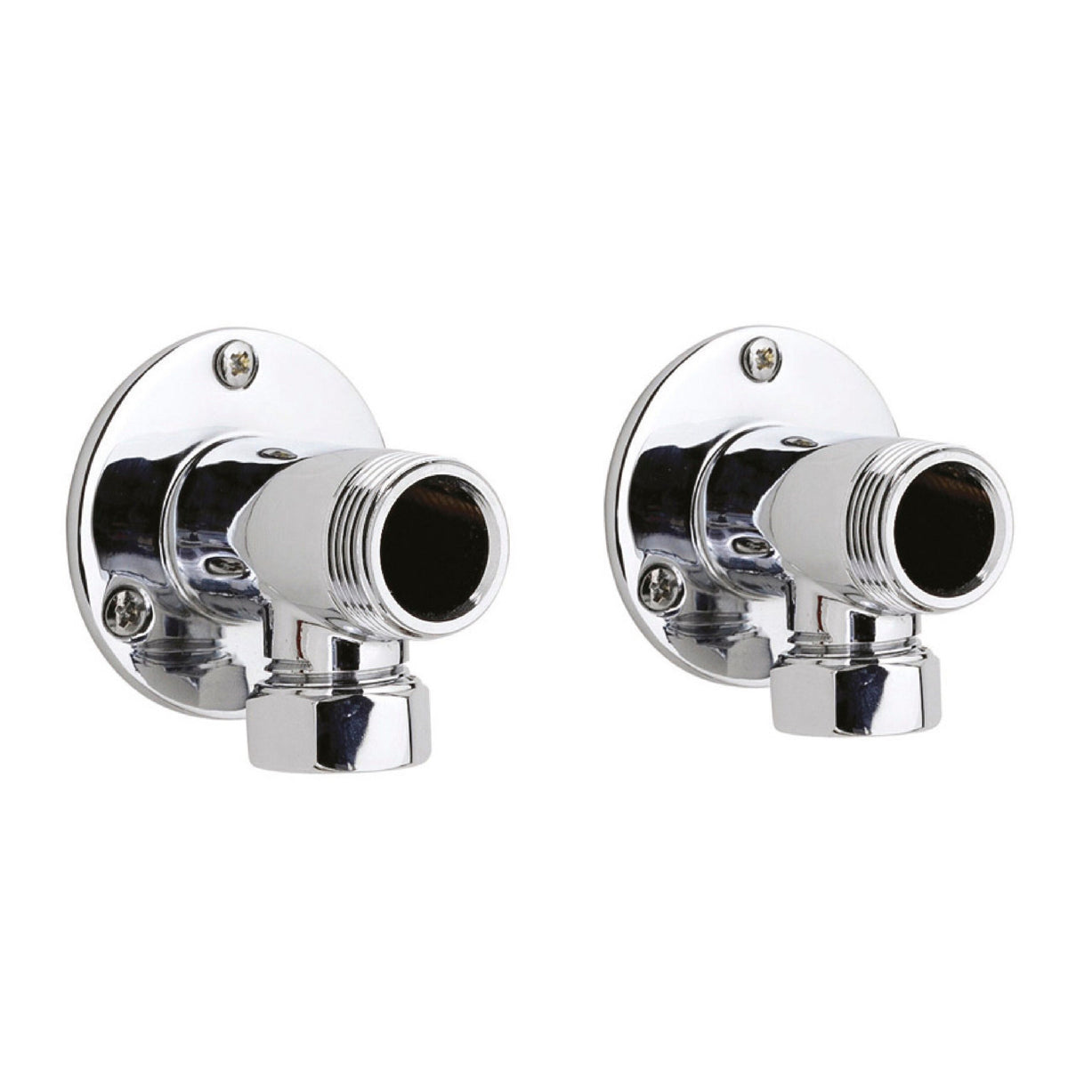nuie Chrome Backplate Elbow Unions for use with Bar Shower Valves