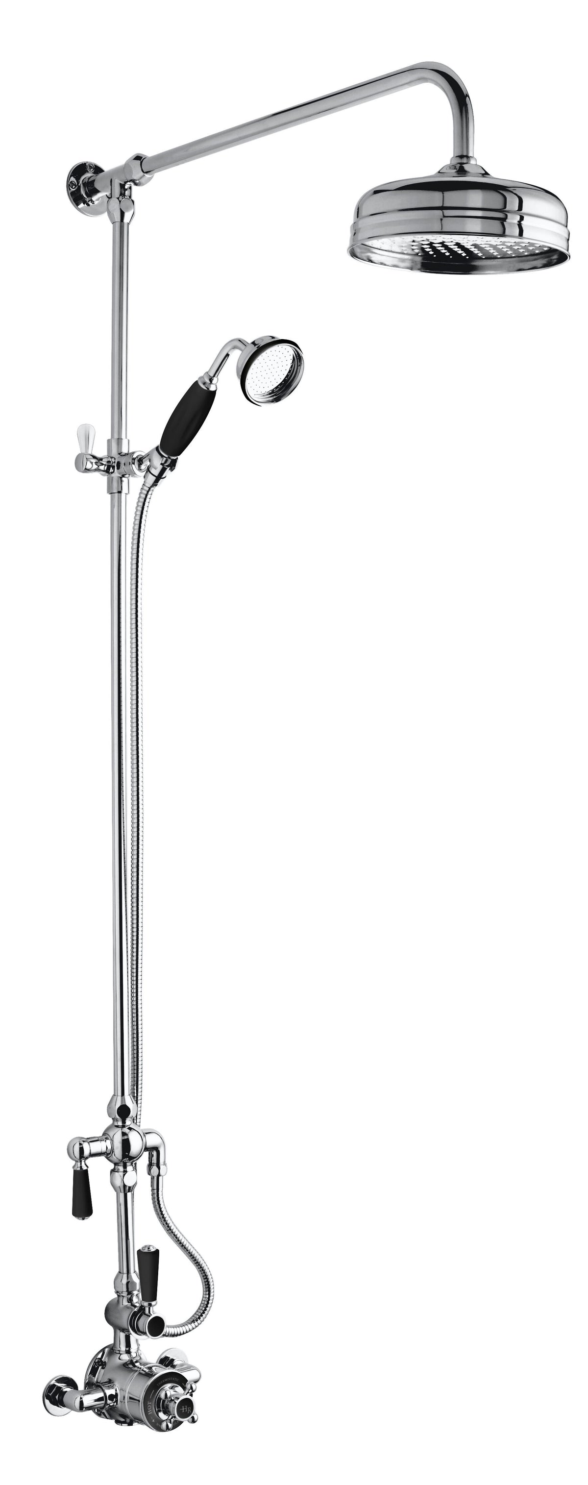 Old London and Black Traditional Shower Kit With Head and Handset