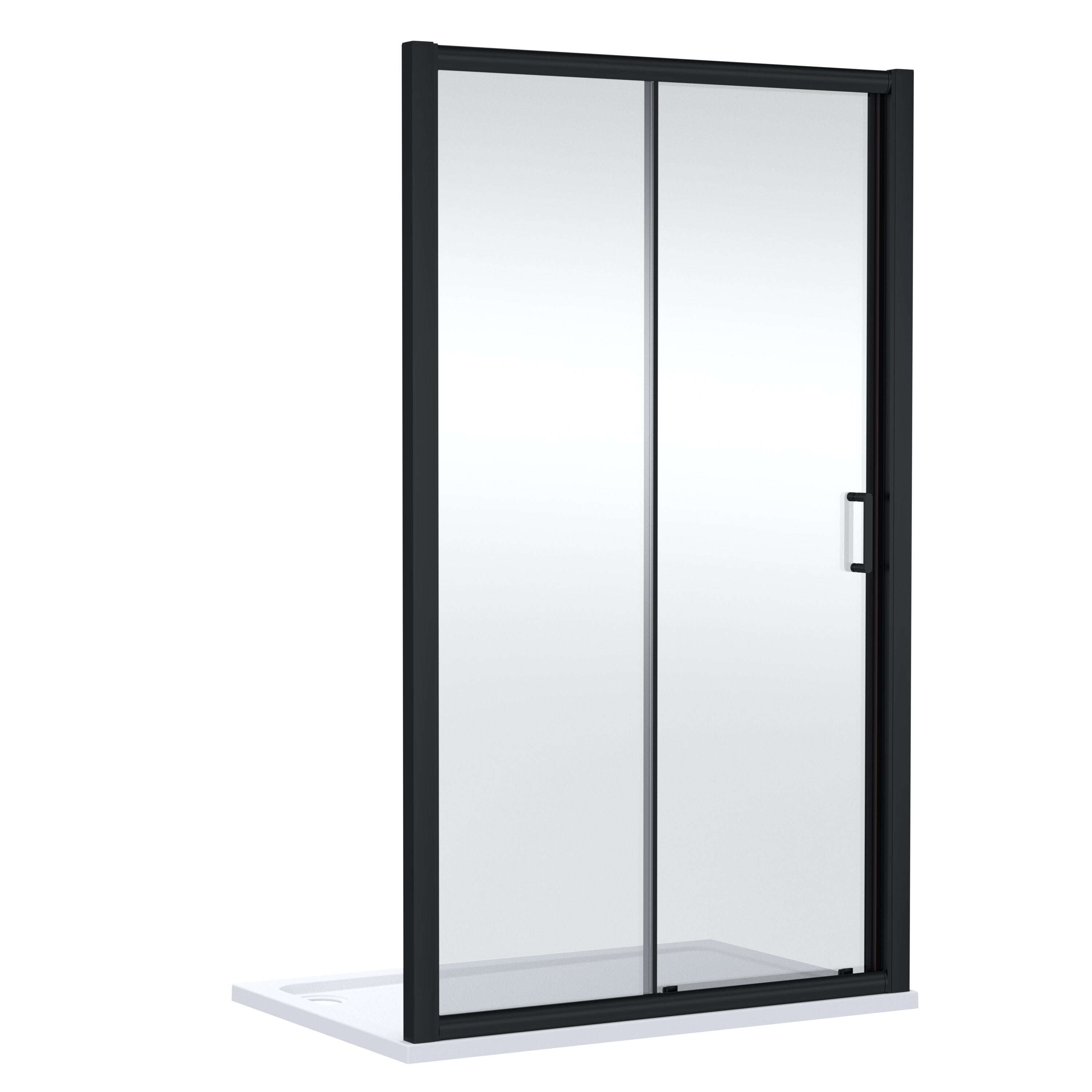 nuie Lucie 1700mm Matt Black Sliding Shower Door