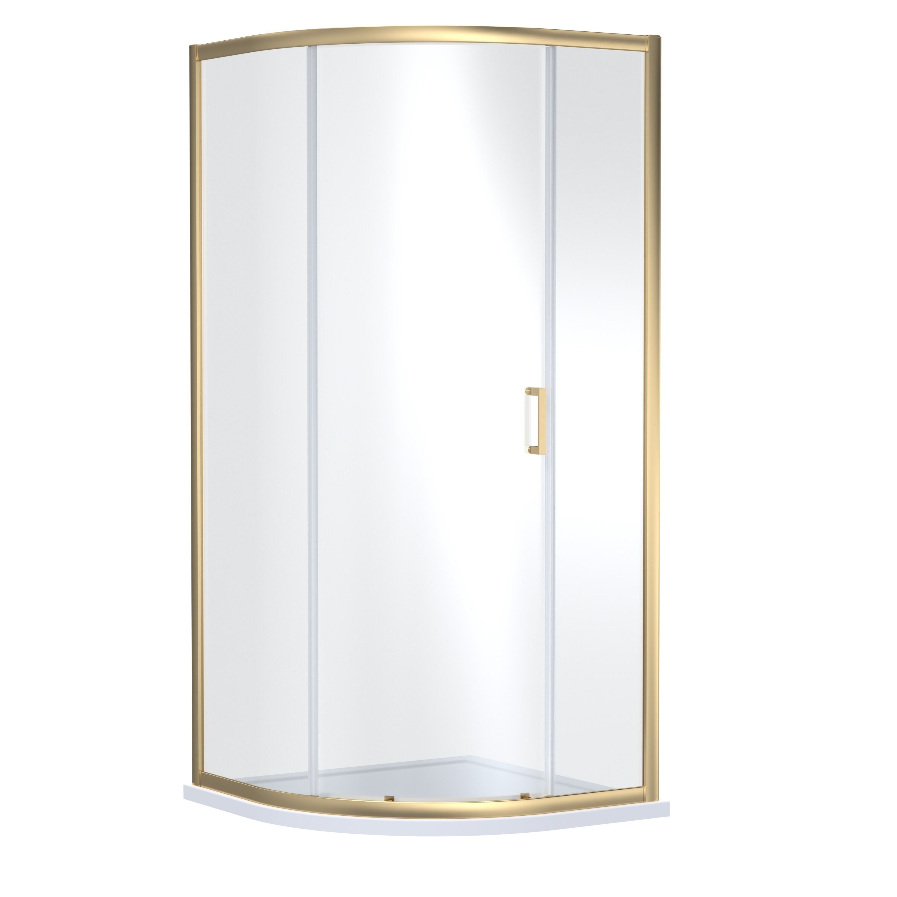 nuie Lucie 900mm Brushed Brass Single Entry Curved Shower Enclosure