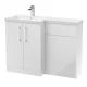L-Shaped Shower Bath Suite with Arno 1100mm Combination Vanity Unit & Harmony Back to Wall Toilet