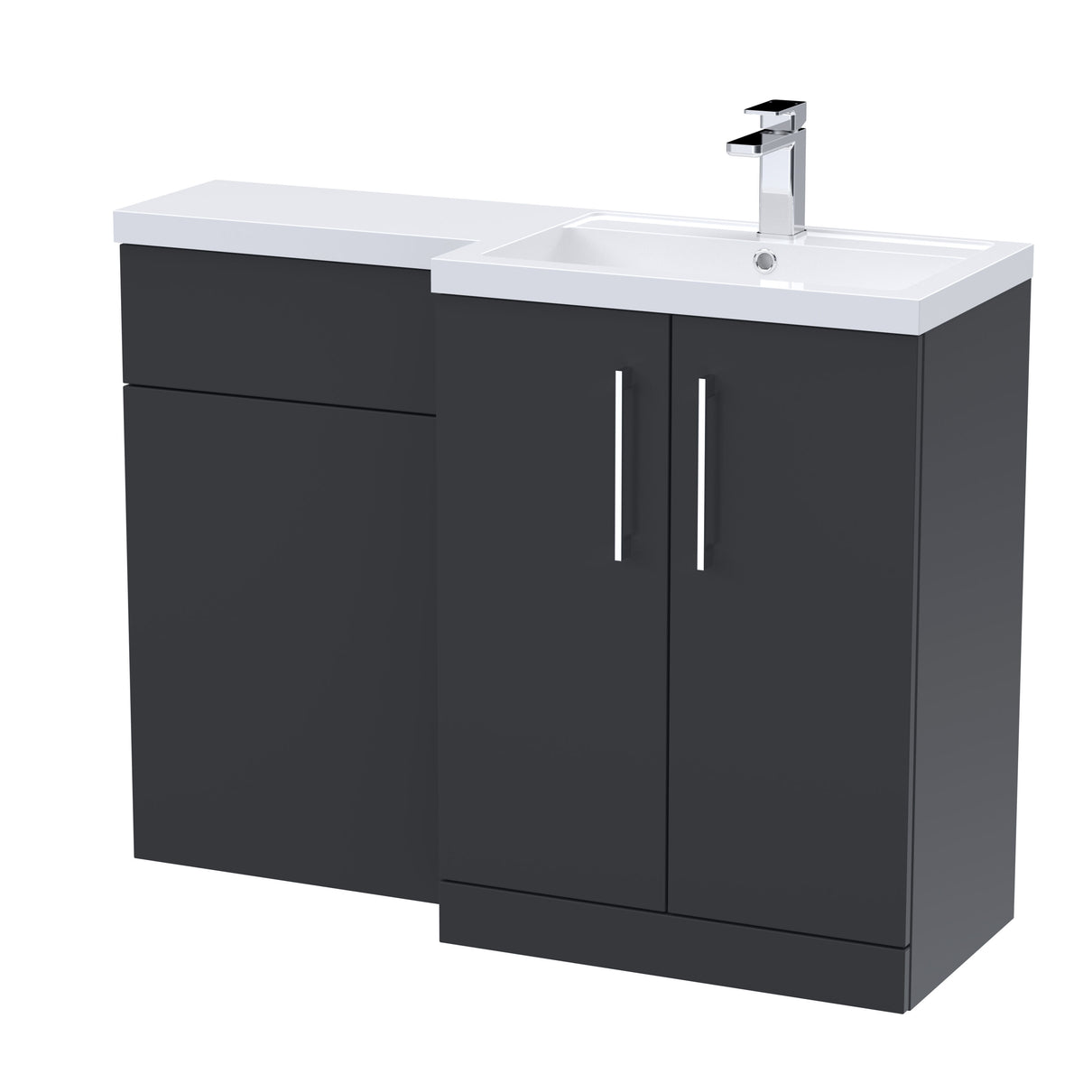 Nuie Arno 1100mm 2 Door Floor Standing Right-Hand Combination Unit With Polymarble Basin