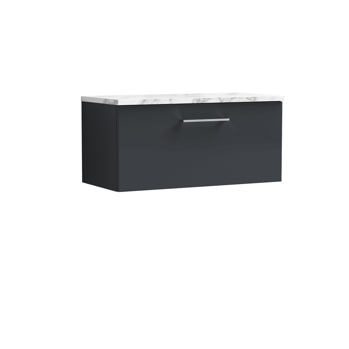 Nuie Arno 800mm 1 Drawer Wall Hung Vanity Unit With Soft Close Drawer & Carrara Laminate Worktop