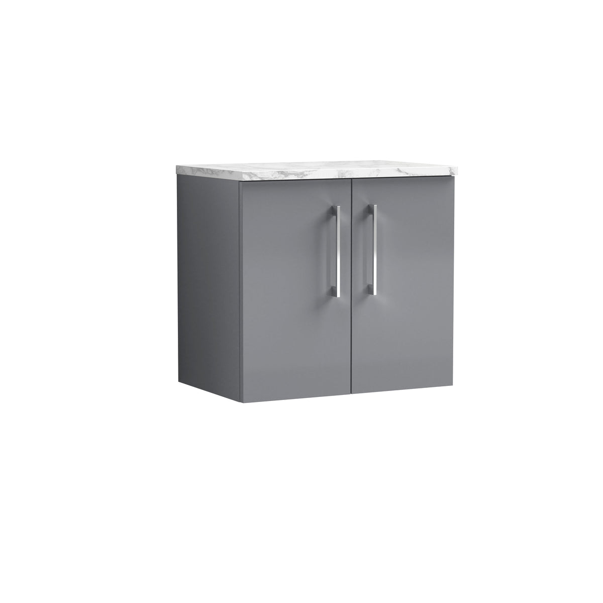 Nuie Arno 600mm 2 Door Wall Hung Vanity Unit With Carrara Laminate Worktop