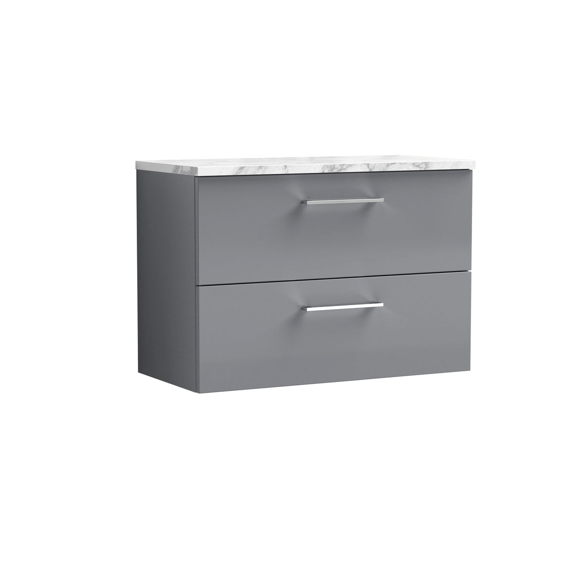 Nuie Arno 800mm 2 Drawer Wall Hung Vanity Unit With Carrara Laminate Worktop