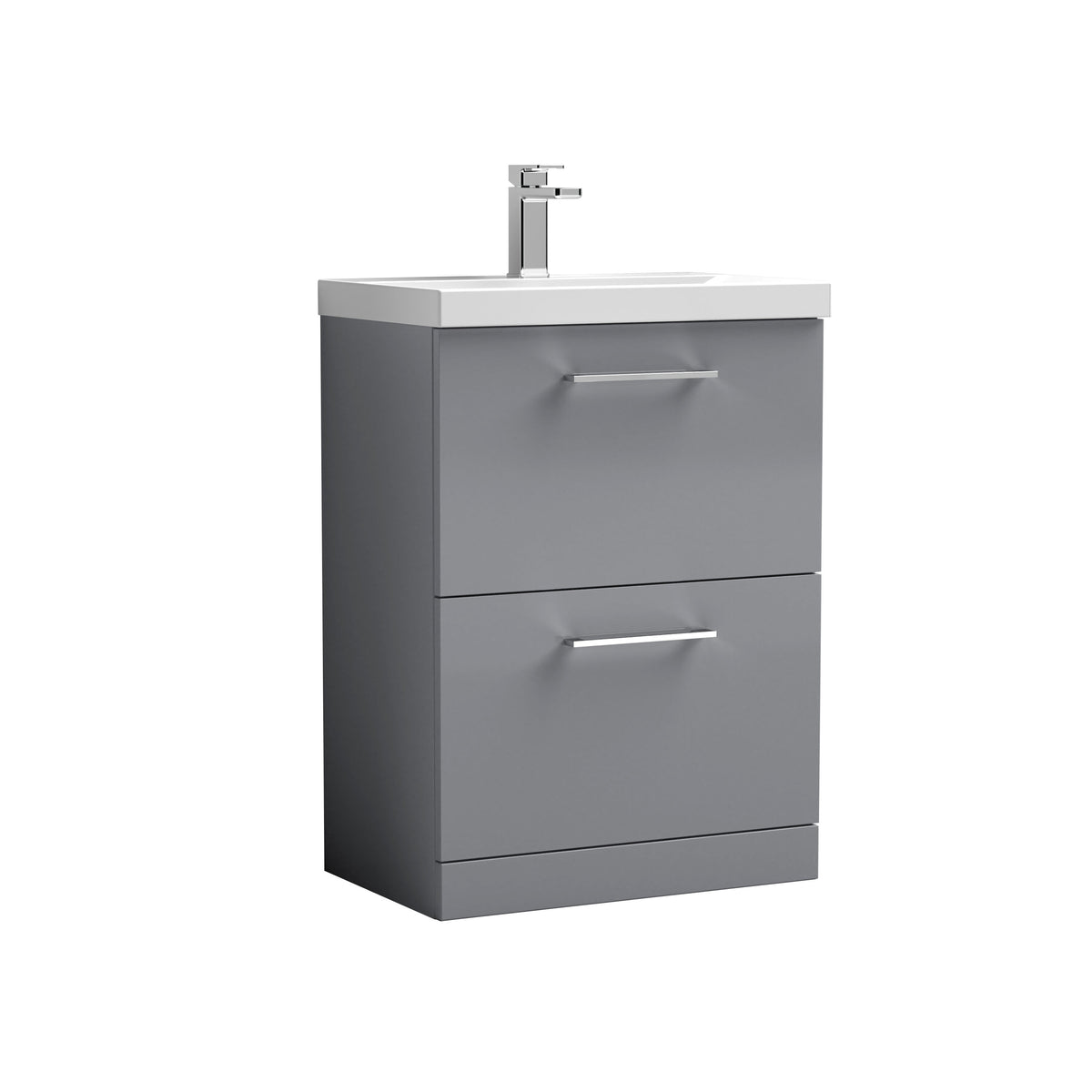 Nuie Arno 600mm 2 Drawer Floor Standing Vanity Unit With Mid-Edge Basin