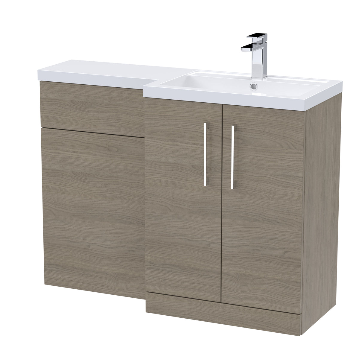 Nuie Arno 1100mm 2 Door Floor Standing Right-Hand Combination Unit With Polymarble Basin