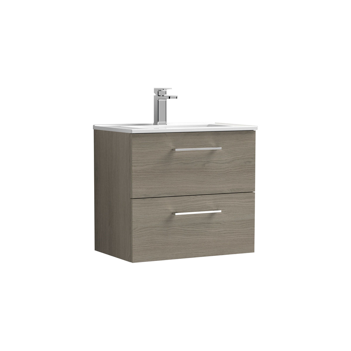 Nuie Arno 600mm 2 Drawer Wall Hung Vanity Unit With Minimalist Basin