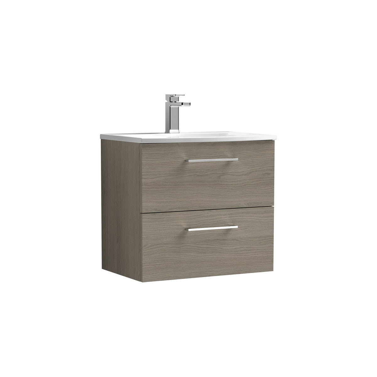 Nuie Arno 600mm 2 Drawer Wall Hung Vanity Unit With Curved Basin
