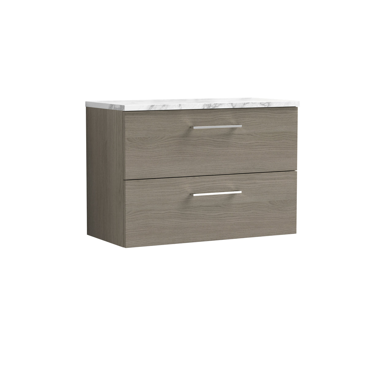 Nuie Arno 800mm 2 Drawer Wall Hung Vanity Unit With Carrara Laminate Worktop