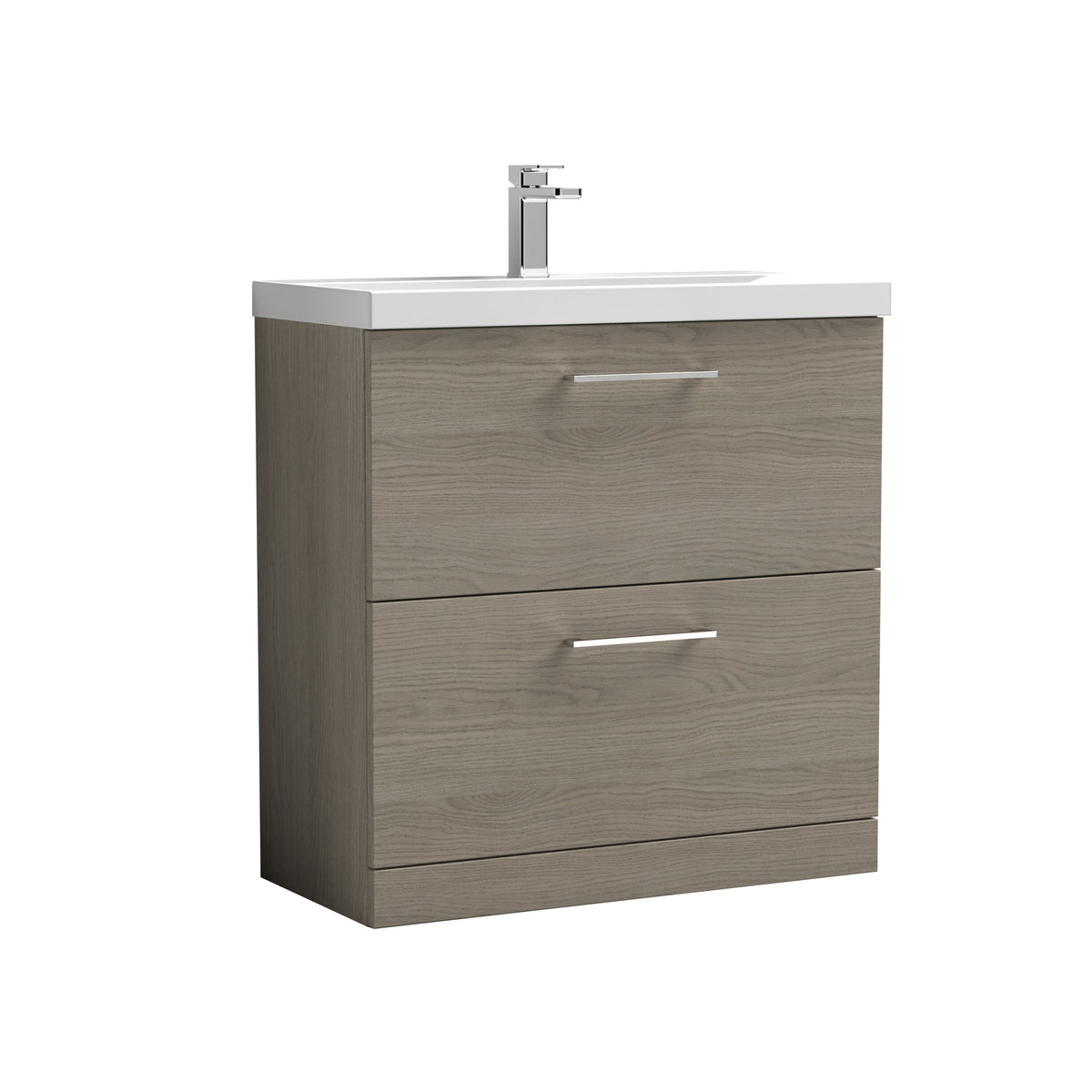 Nuie Arno 800mm 2 Drawer Floor Standing Vanity Unit With Mid-Edge Basin