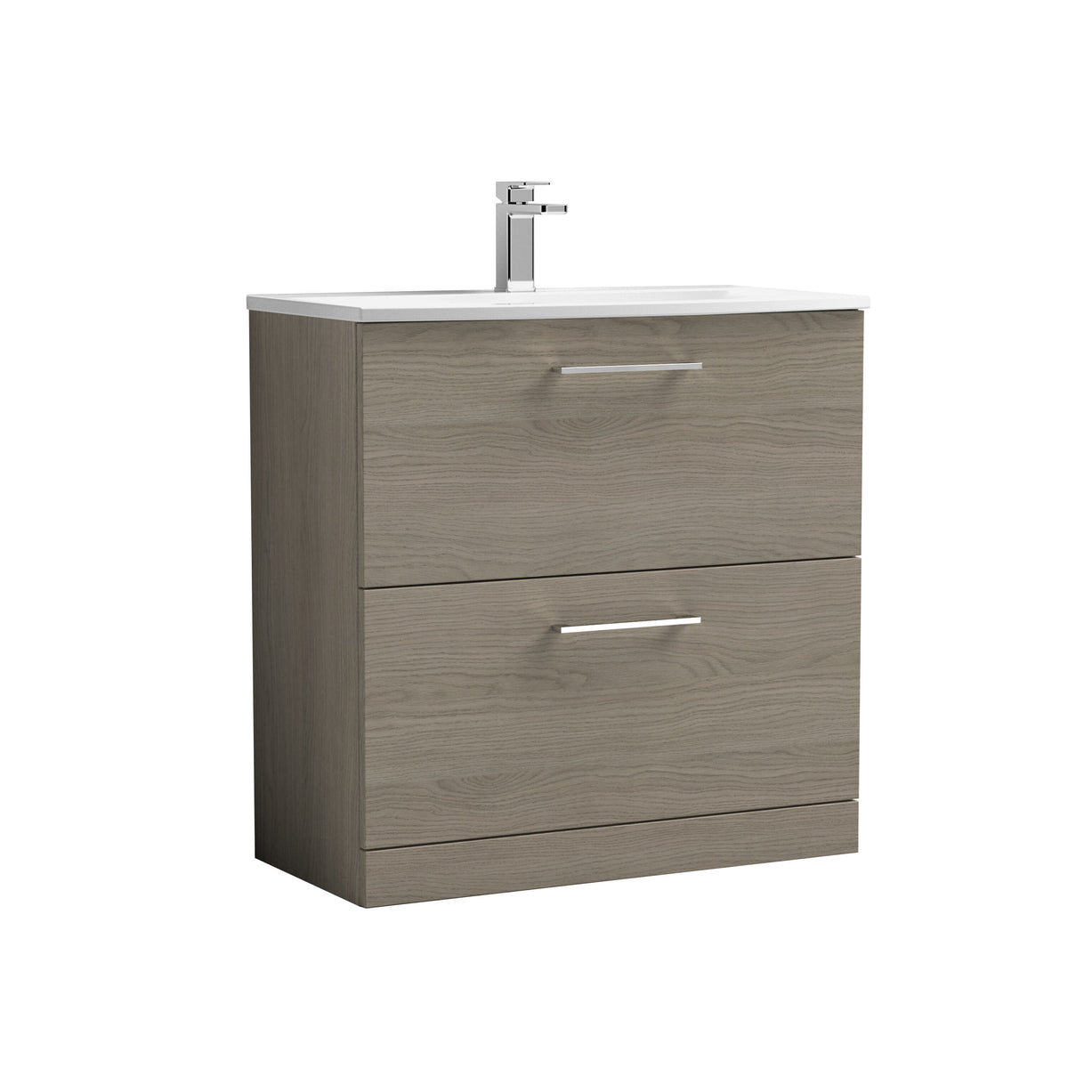 Nuie Arno 800mm 2 Drawer Floor Standing Vanity Unit With Curved Basin