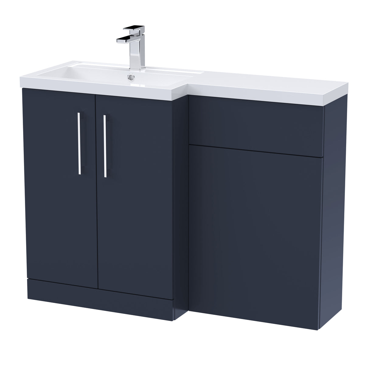 Nuie Arno 1100mm 2 Door Floor Standing Left-Hand Combination Unit With Polymarble Basin