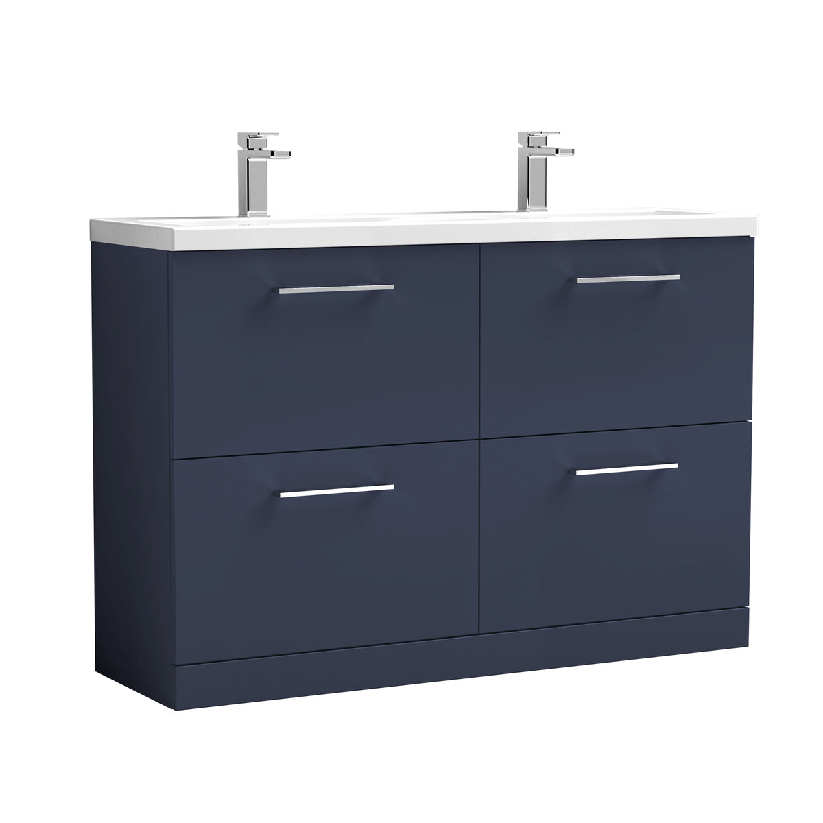 Nuie Arno 1200mm 4 Drawer Floor Standing Vanity Unit With 2 Tap Hole Ceramic Basin