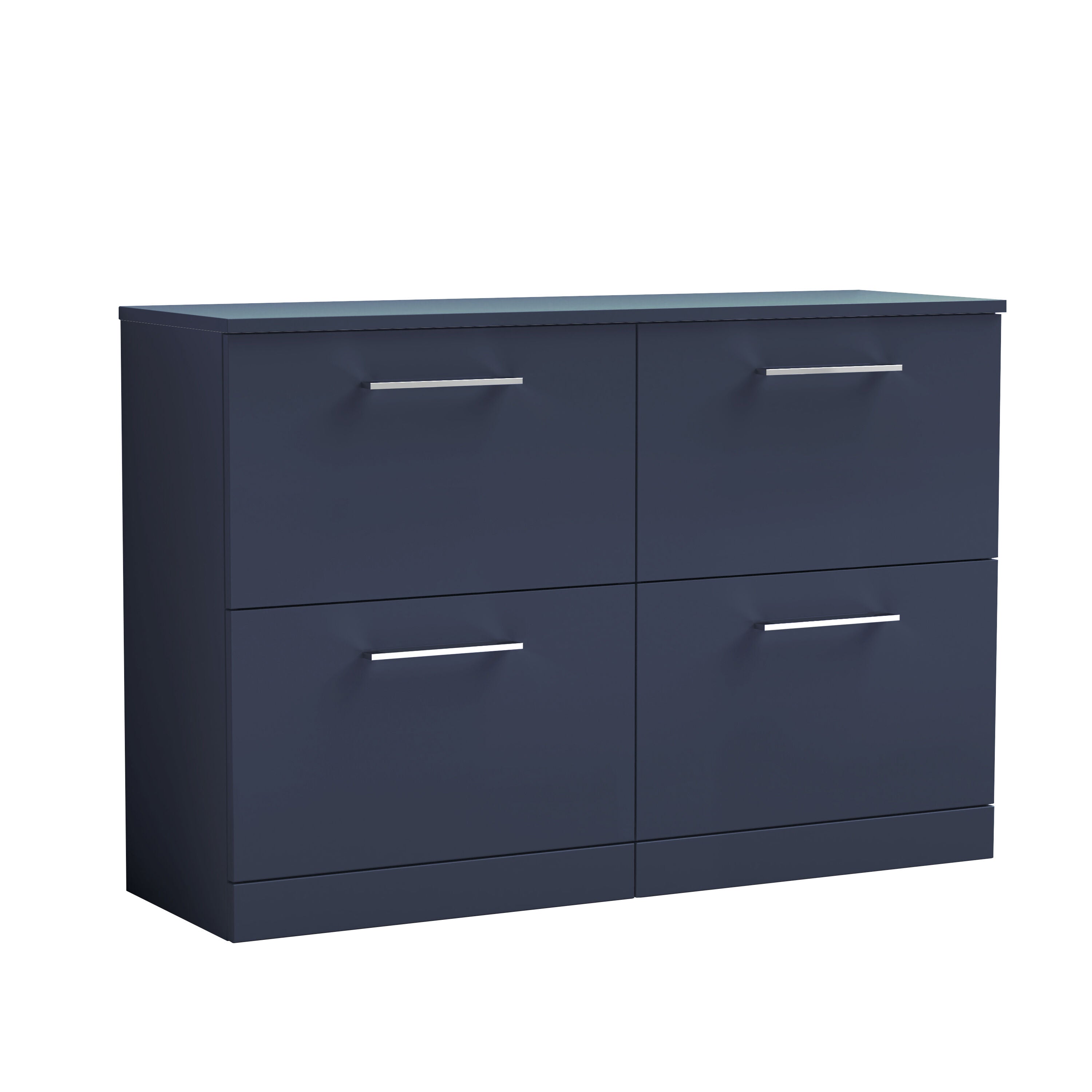 nuie Arno 1200mm Midnight Blue 4 Drawer Floor Standing Vanity Unit With Co-ordinating Worktop