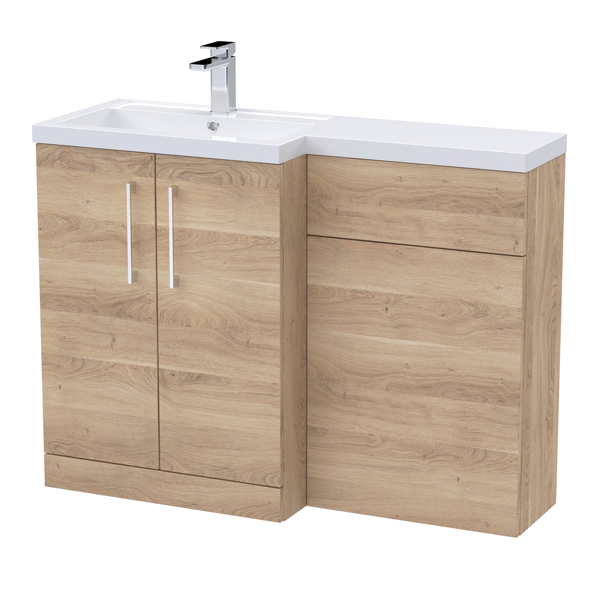 Nuie Arno 1100mm 2 Door Floor Standing Left-Hand Combination Unit With Polymarble Basin