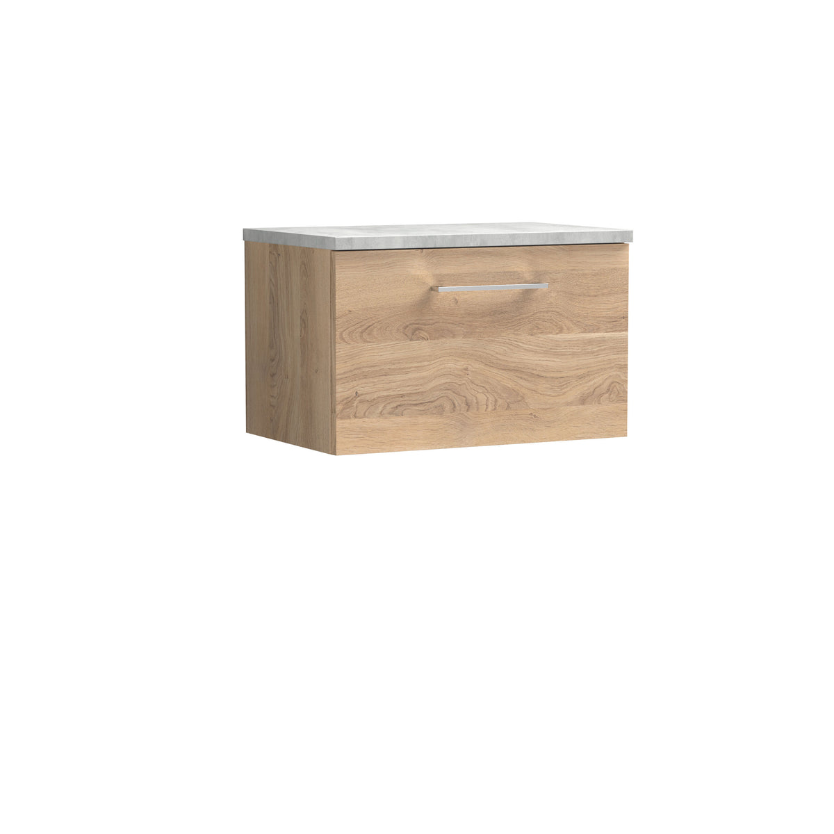 Nuie Arno 600mm 1 Drawer Wall Hung Vanity Unit With Bellato Grey Worktop