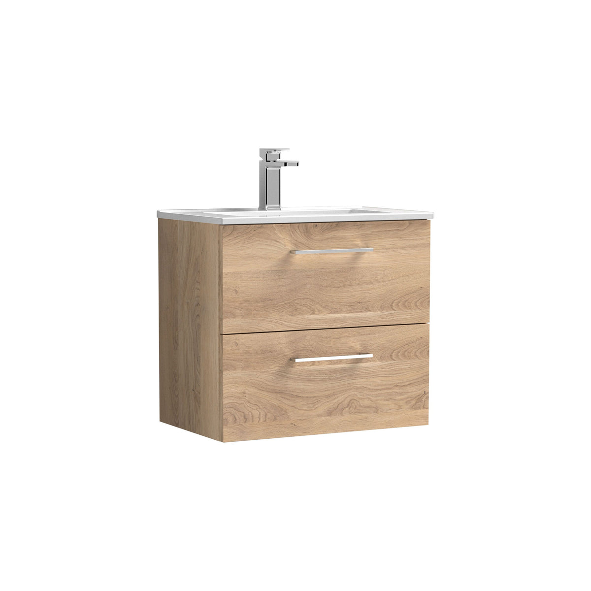 Nuie Arno 600mm 2 Drawer Wall Hung Vanity Unit With Minimalist Basin