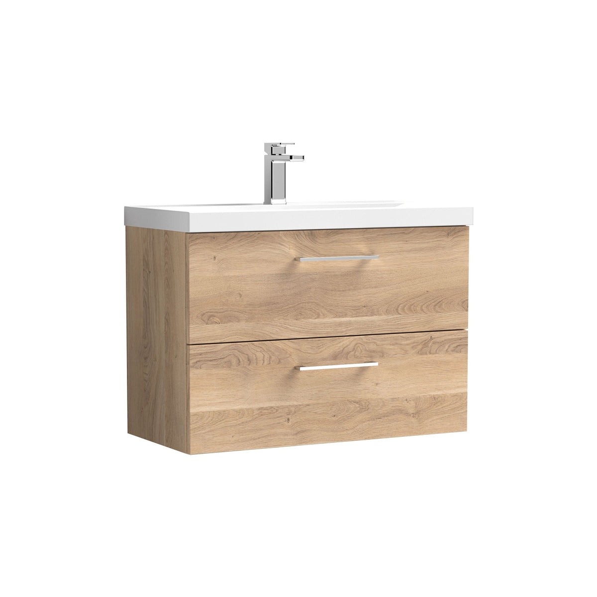 Nuie Arno 800mm 2 Drawer Wall Hung Vanity Unit With Mid-Edge Basin