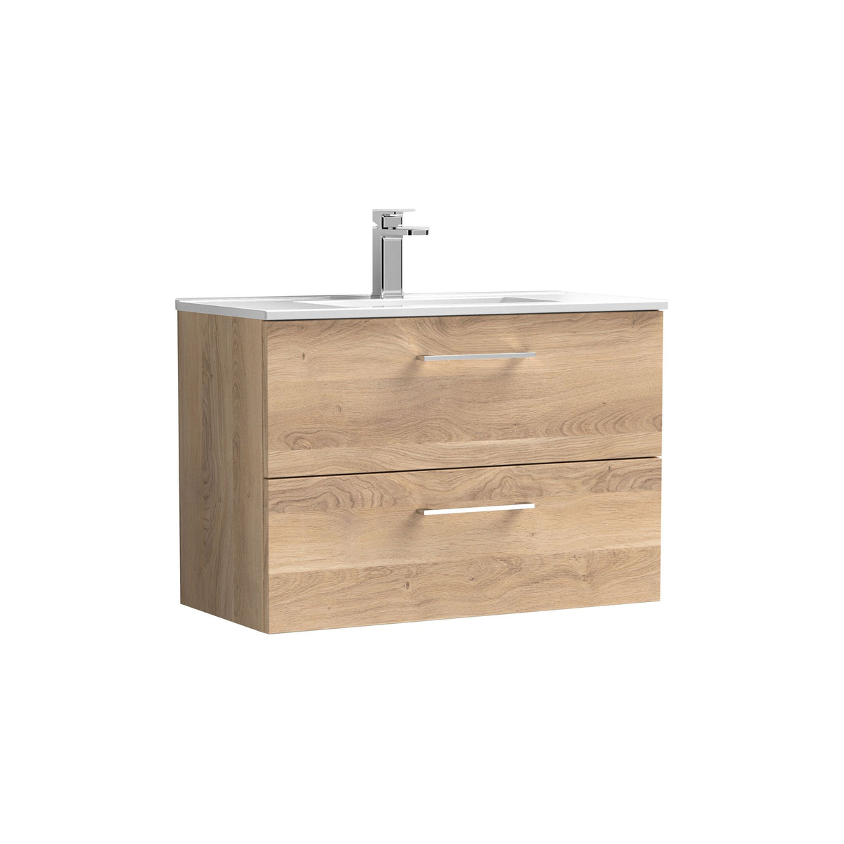 Nuie Arno 800mm 2 Drawer Wall Hung Vanity Unit With Minimalist Basin