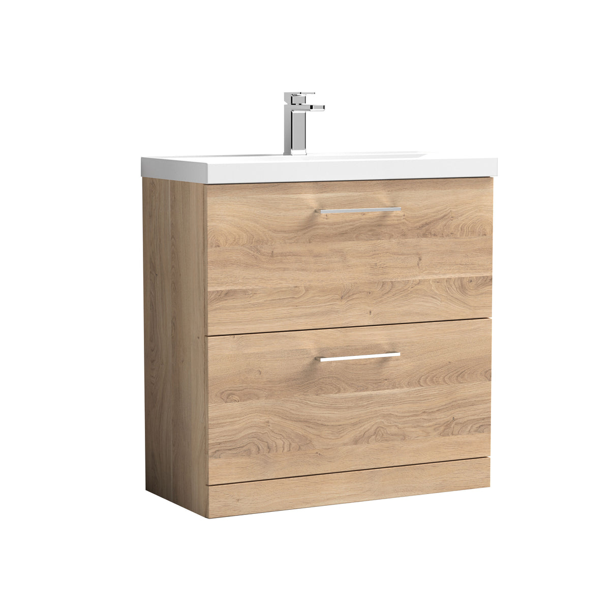 Nuie Arno 800mm 2 Drawer Floor Standing Vanity Unit With Mid-Edge Basin