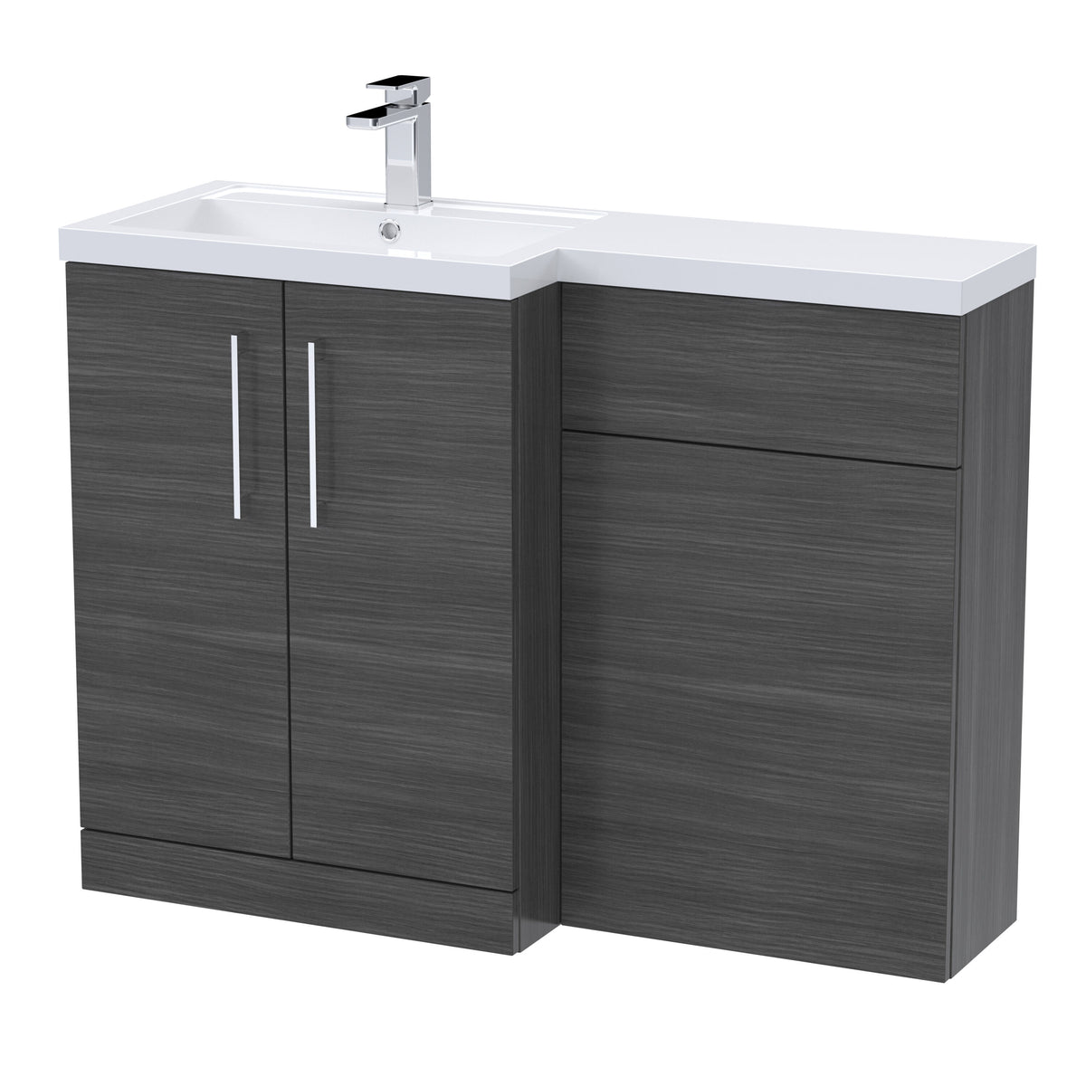 Nuie Arno 1100mm 2 Door Floor Standing Left-Hand Combination Unit With Polymarble Basin
