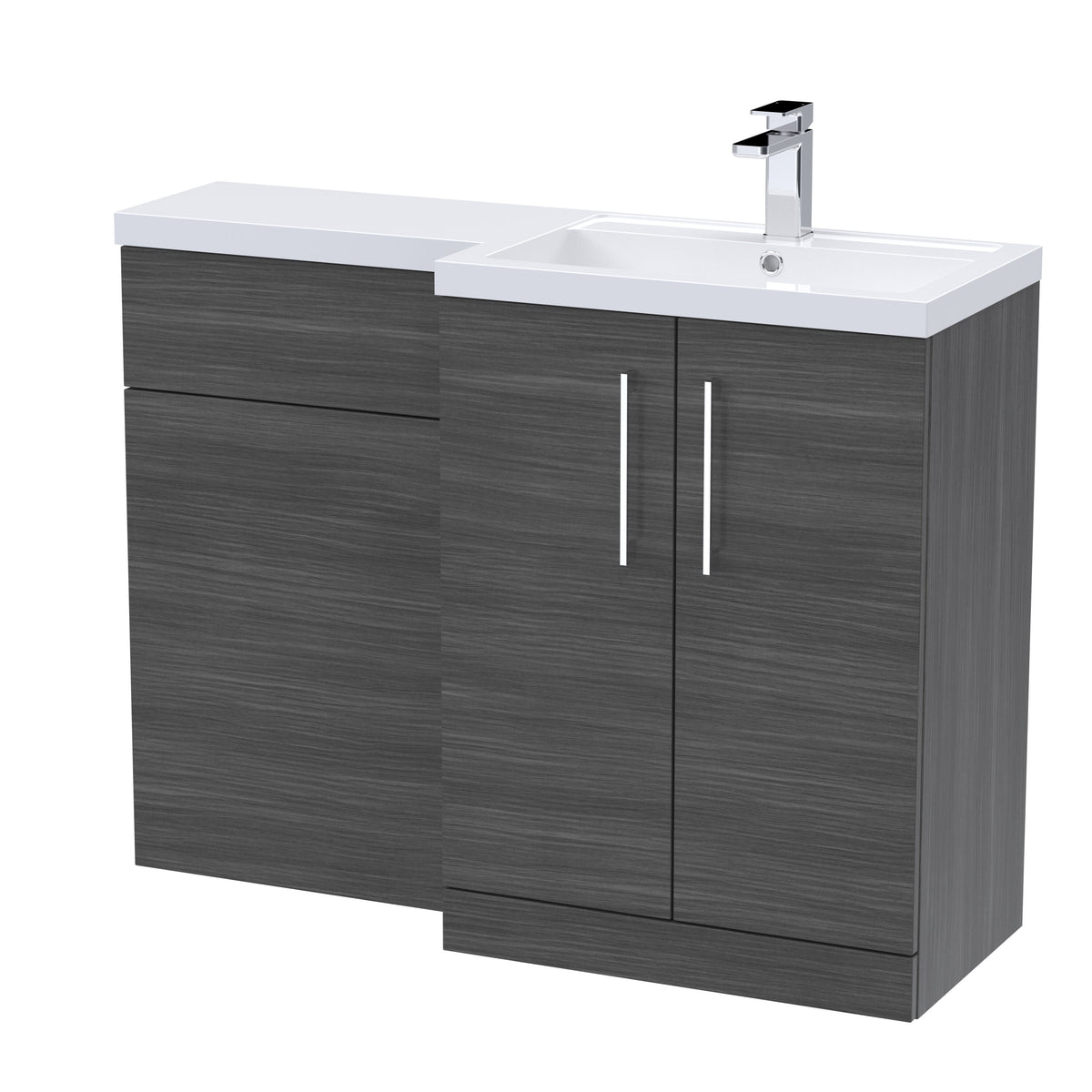Nuie Arno 1100mm 2 Door Floor Standing Right-Hand Combination Unit With Polymarble Basin