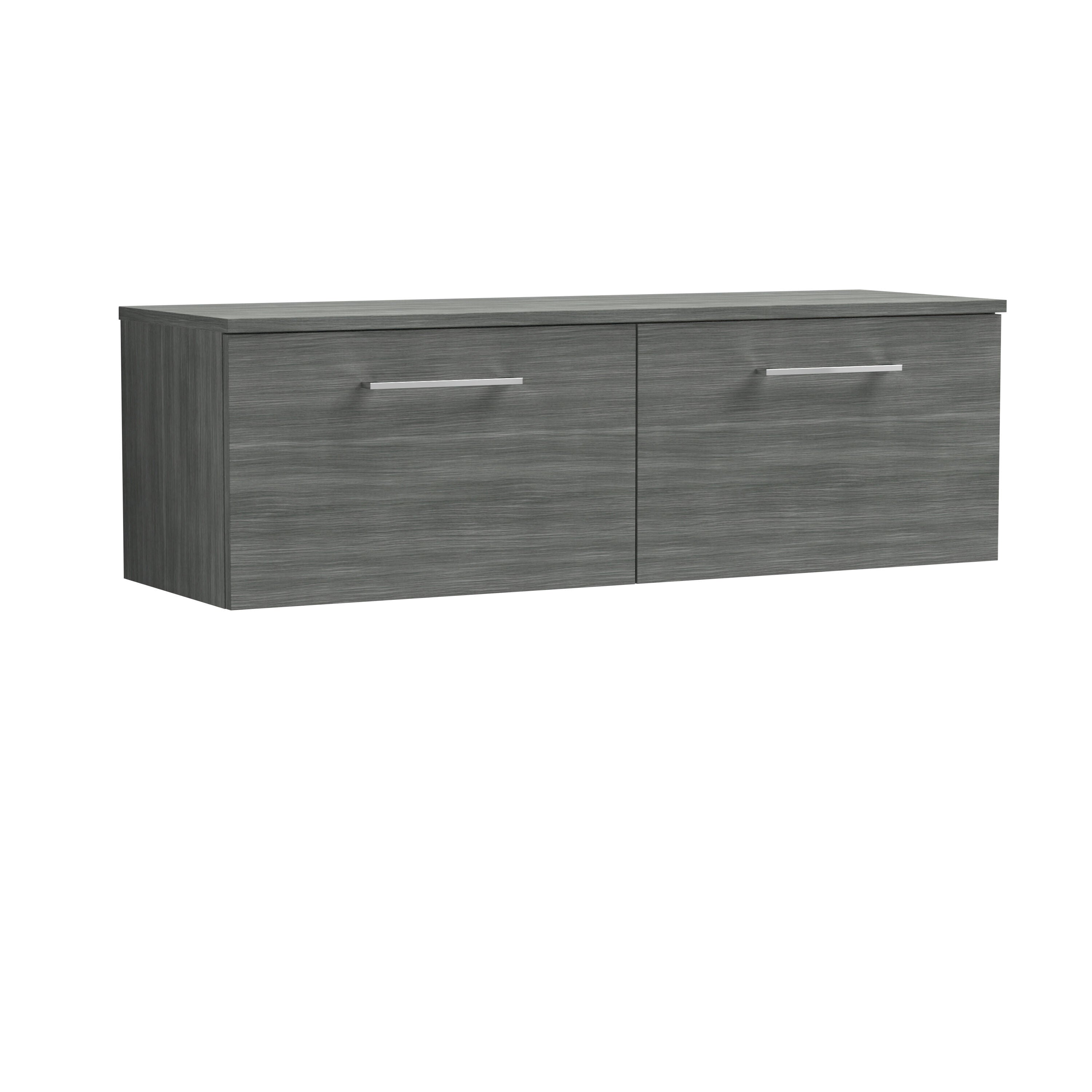 nuie Arno 1200mm Anthracite Woodgrain 2 Drawer Wall Hung Vanity Unit With Co-ordinating Worktop