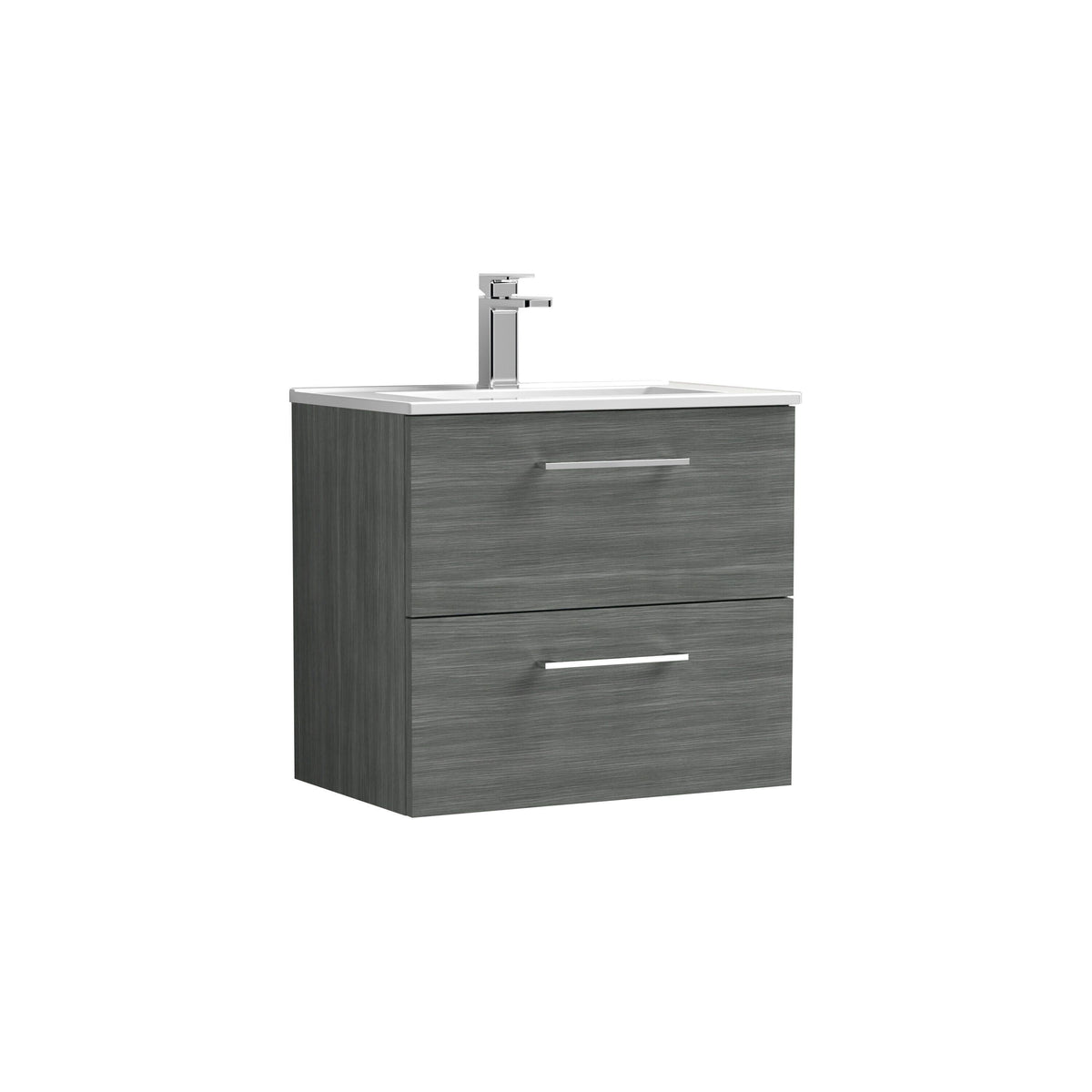Nuie Arno 600mm 2 Drawer Wall Hung Vanity Unit With Minimalist Basin