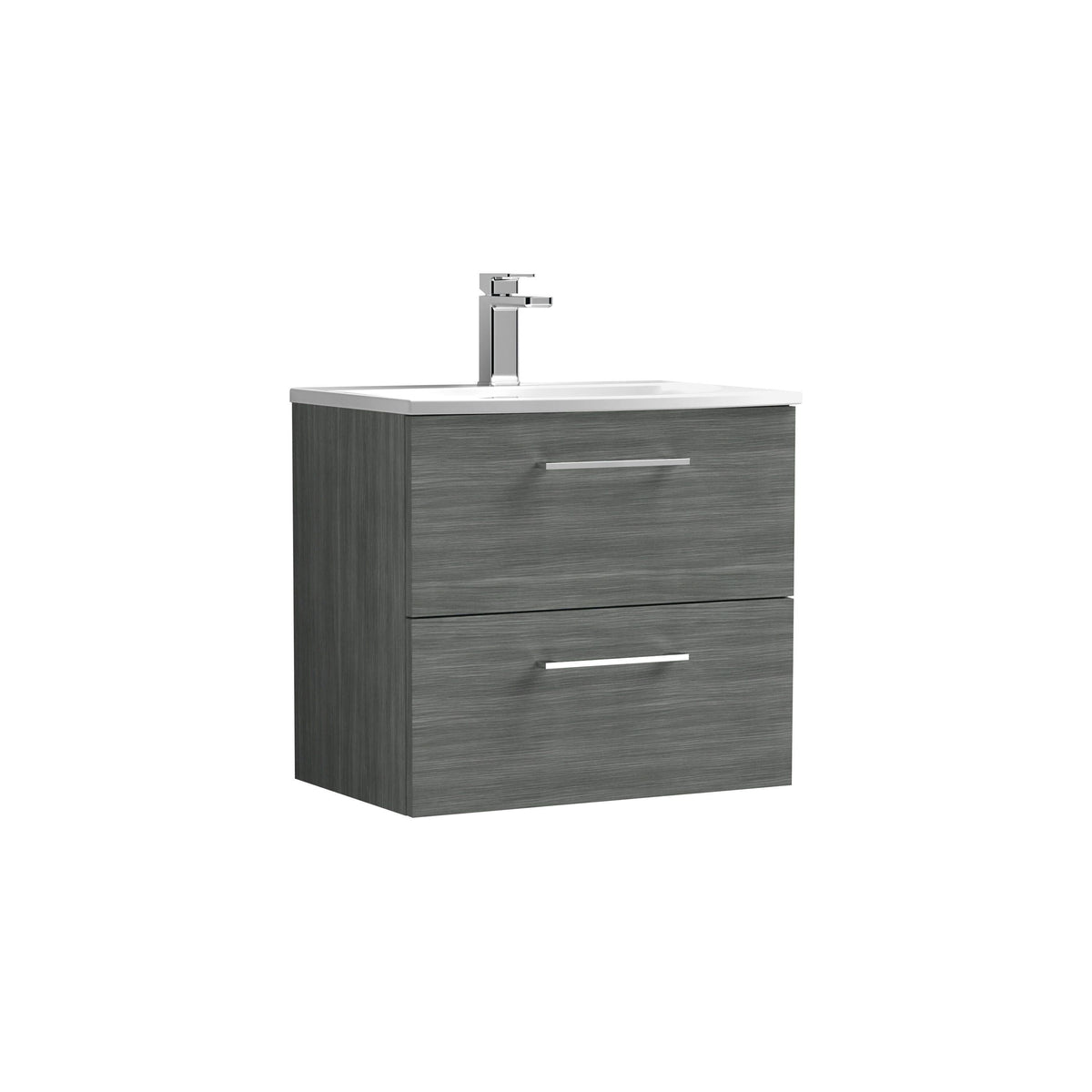 Nuie Arno 600mm 2 Drawer Wall Hung Vanity Unit With Curved Basin