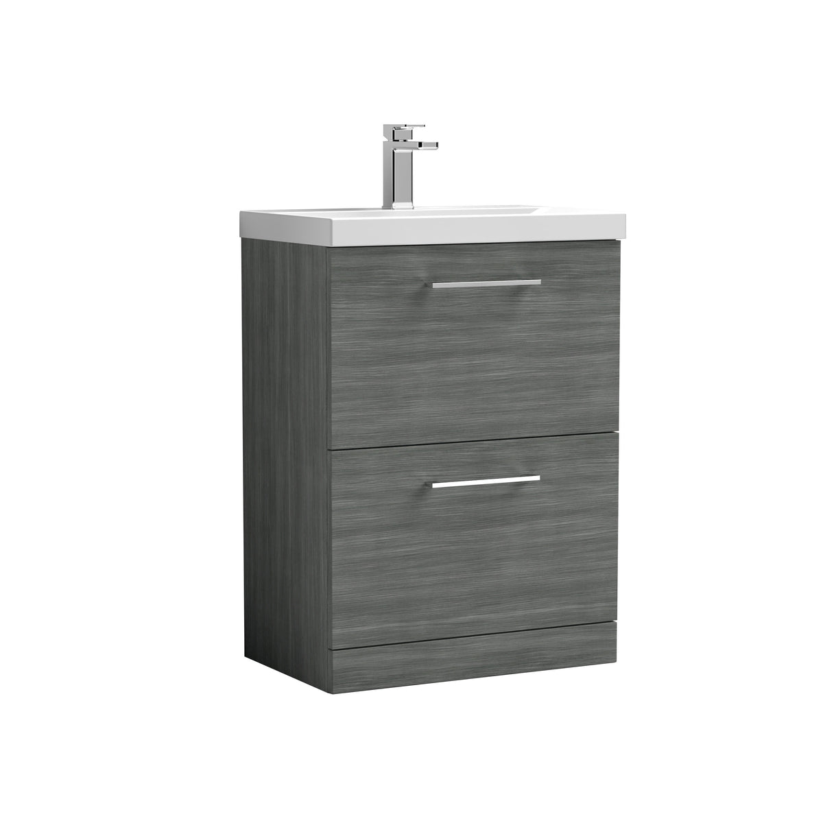 Nuie Arno 600mm 2 Drawer Floor Standing Vanity Unit With Mid-Edge Basin