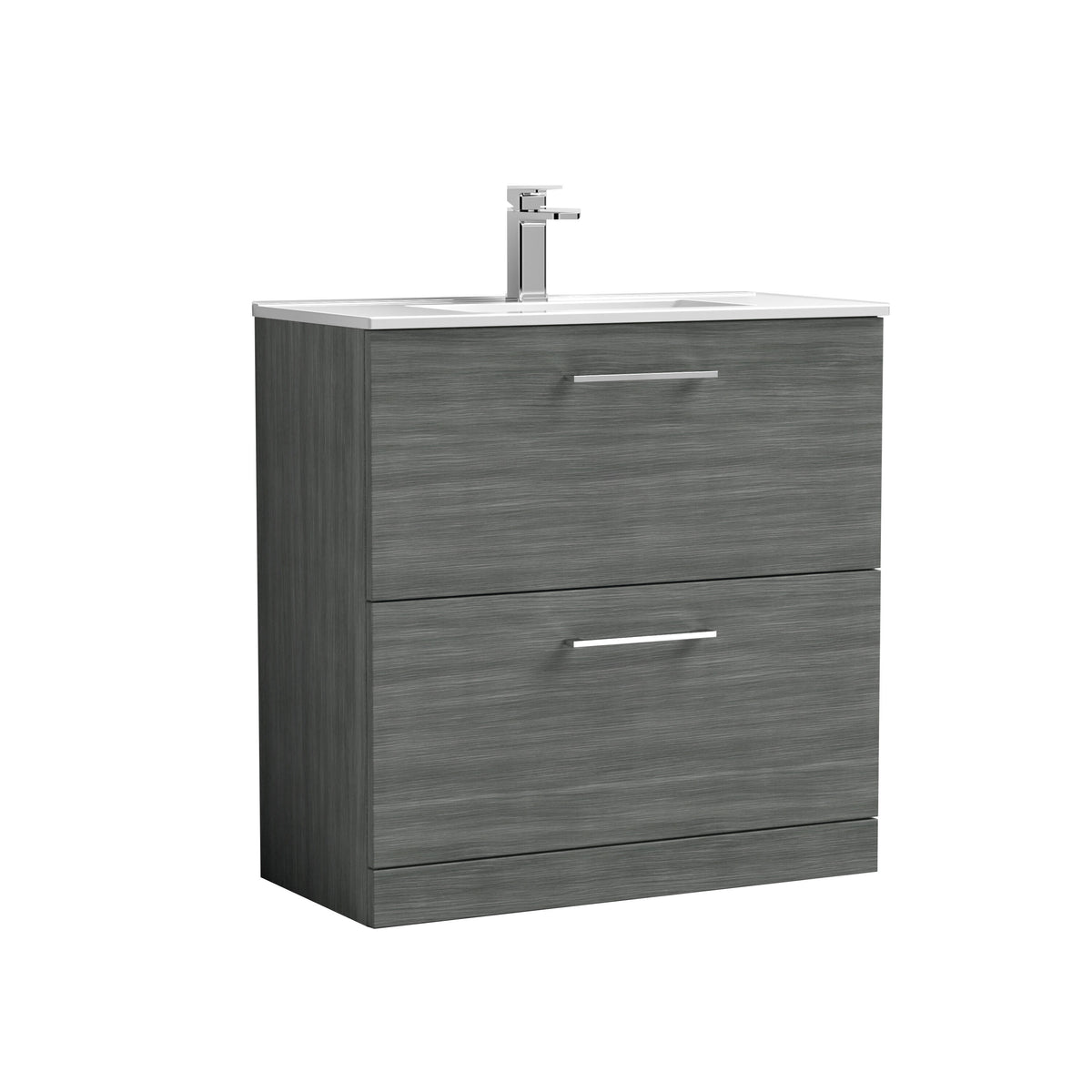 Nuie Arno 800mm 2 Drawer Floor Standing Vanity Unit With Minimalist Basin