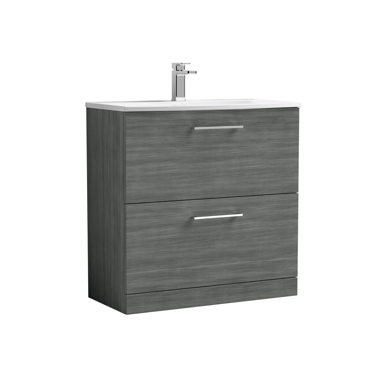 Nuie Arno 800mm 2 Drawer Floor Standing Vanity Unit With Curved Basin