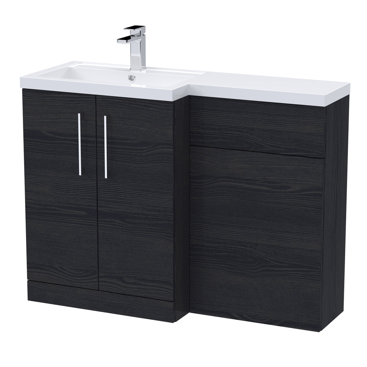 Nuie Arno 1100mm 2 Door Floor Standing Left-Hand Combination Unit With Polymarble Basin