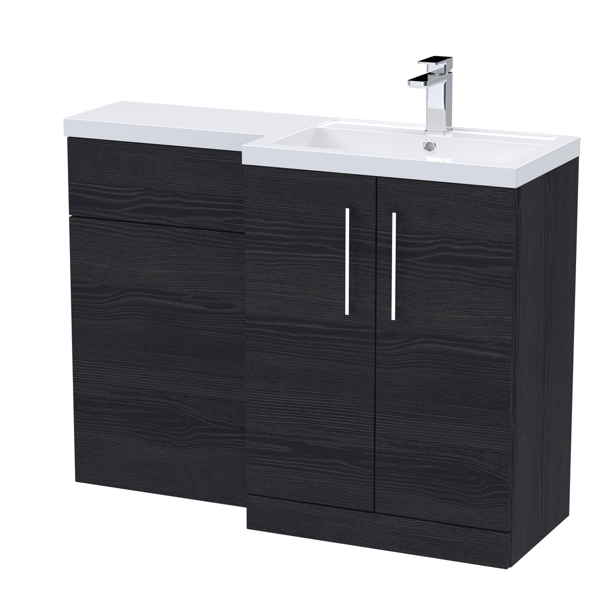 Nuie Arno 1100mm 2 Door Floor Standing Right-Hand Combination Unit With Polymarble Basin