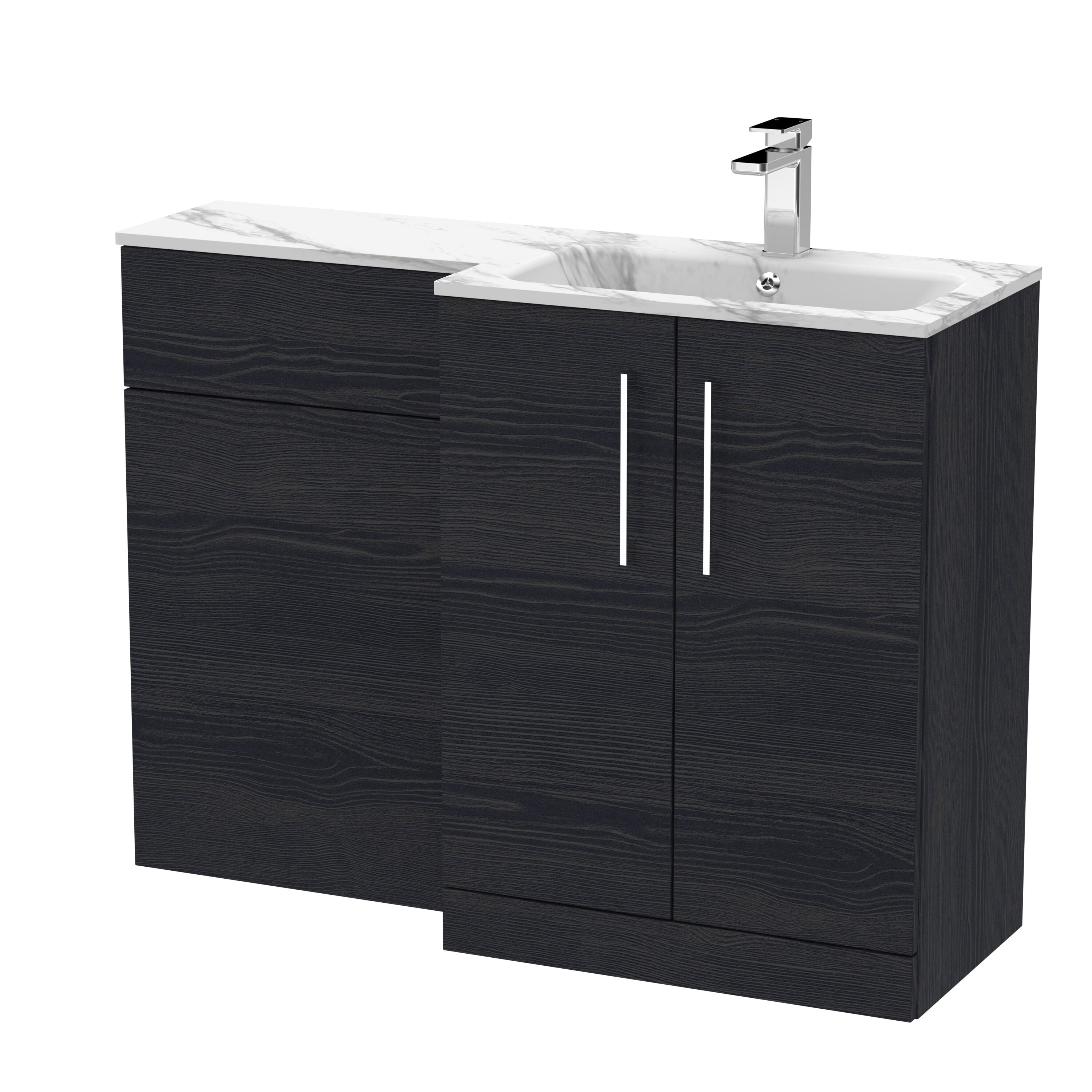 nuie Arno 1100mm Charcoal Black 2 Door Floor Standing Right-Hand Combination Unit With Stone Basin