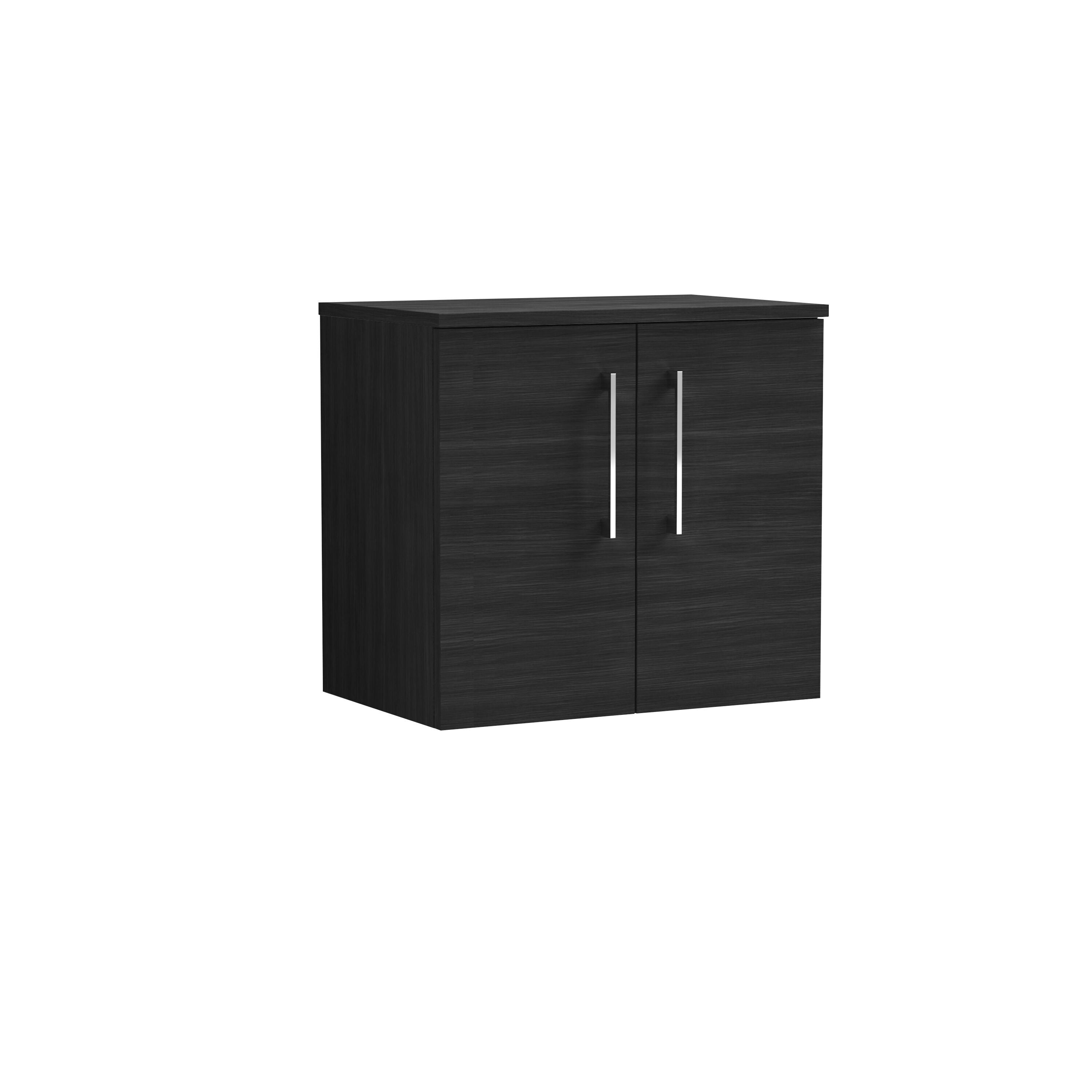 nuie Arno 600mm Charcoal Black 2 Door Wall Hung Charcoal Black Vanity Unit With Co-ordinating Worktop