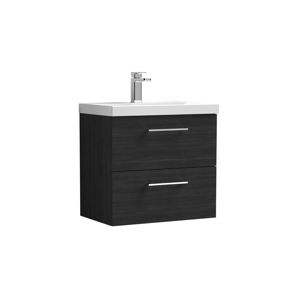Nuie Arno 600mm 2 Drawer Wall Hung Vanity Unit With Thin Edge Basin