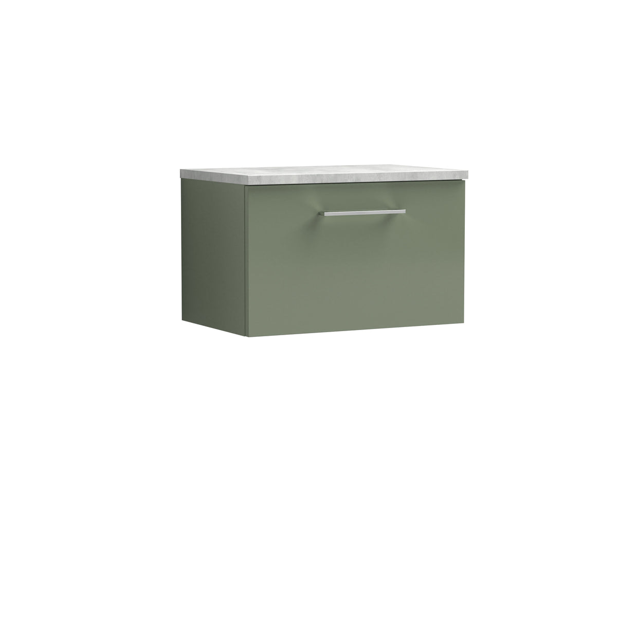 Nuie Arno 600mm 1 Drawer Wall Hung Vanity Unit With Bellato Grey Worktop