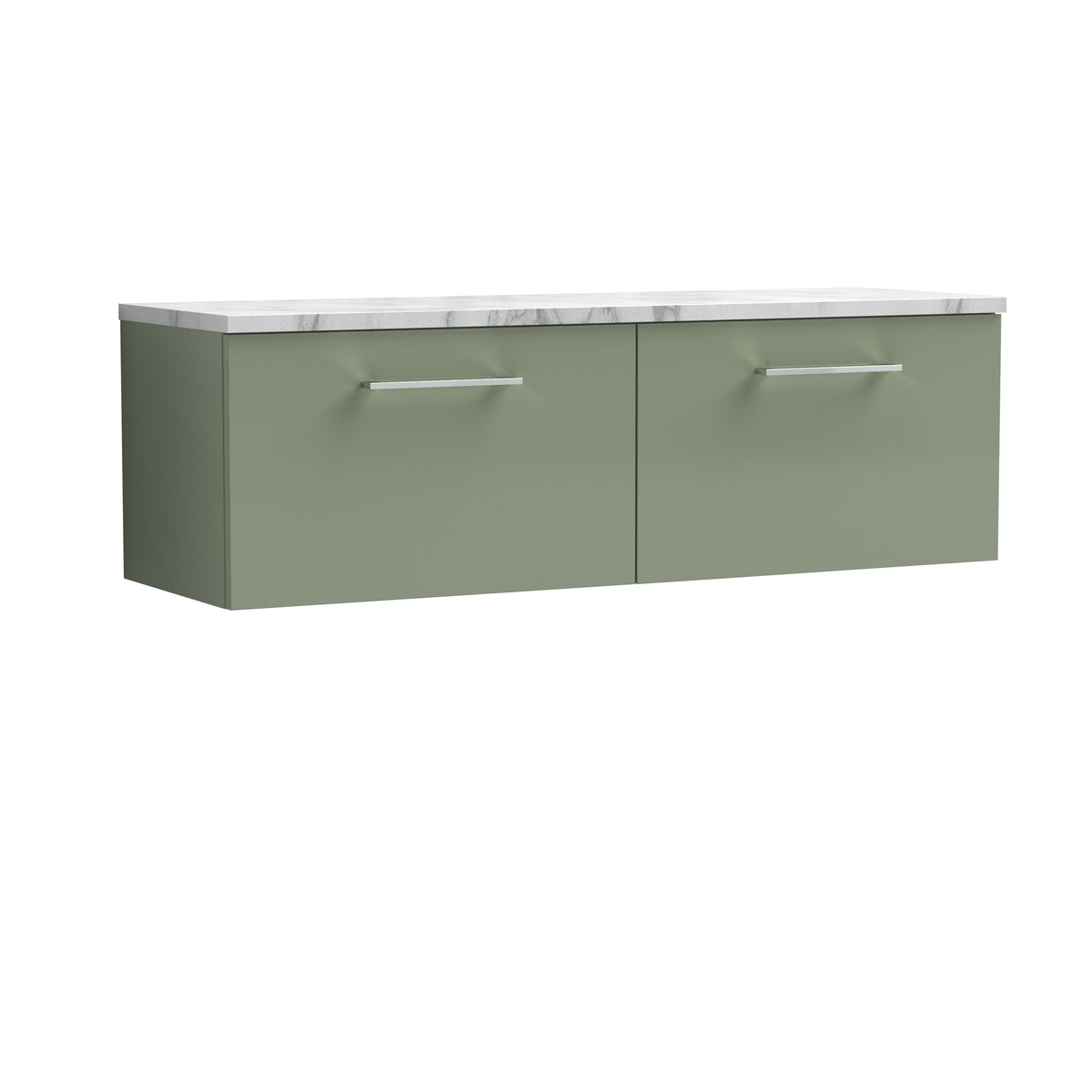 Nuie Arno 1200mm 2 Drawer Wall Hung Vanity With Carrara Laminate Worktop