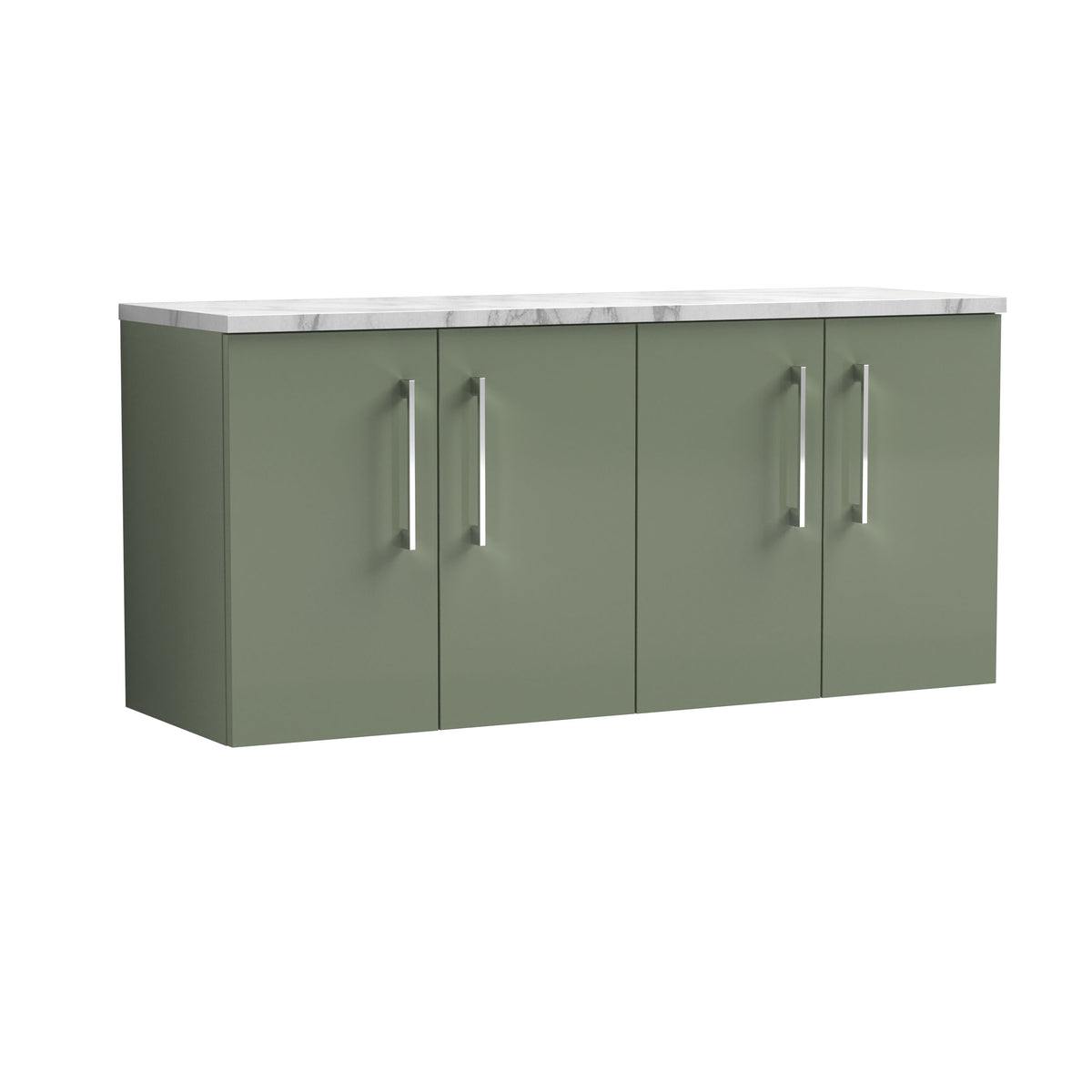 Nuie Arno 1200mm 4 Door Wall Hung Vanity With Carrara Laminate Worktop