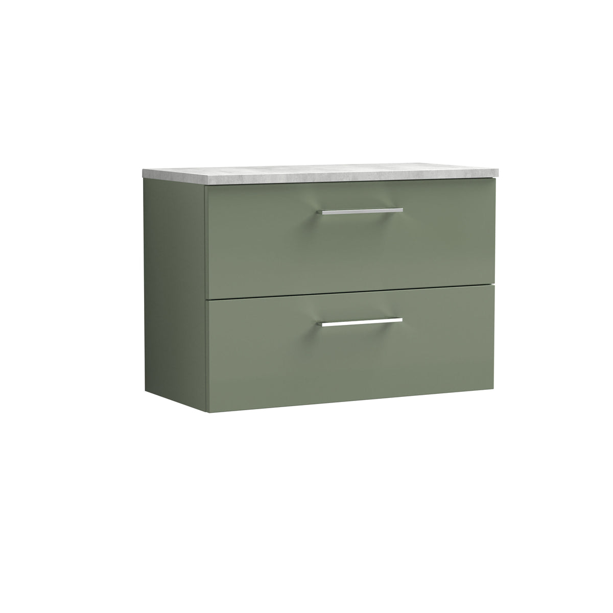 Nuie Arno 800mm 2 Drawer Wall Hung Vanity Unit With Bellato Grey Worktop