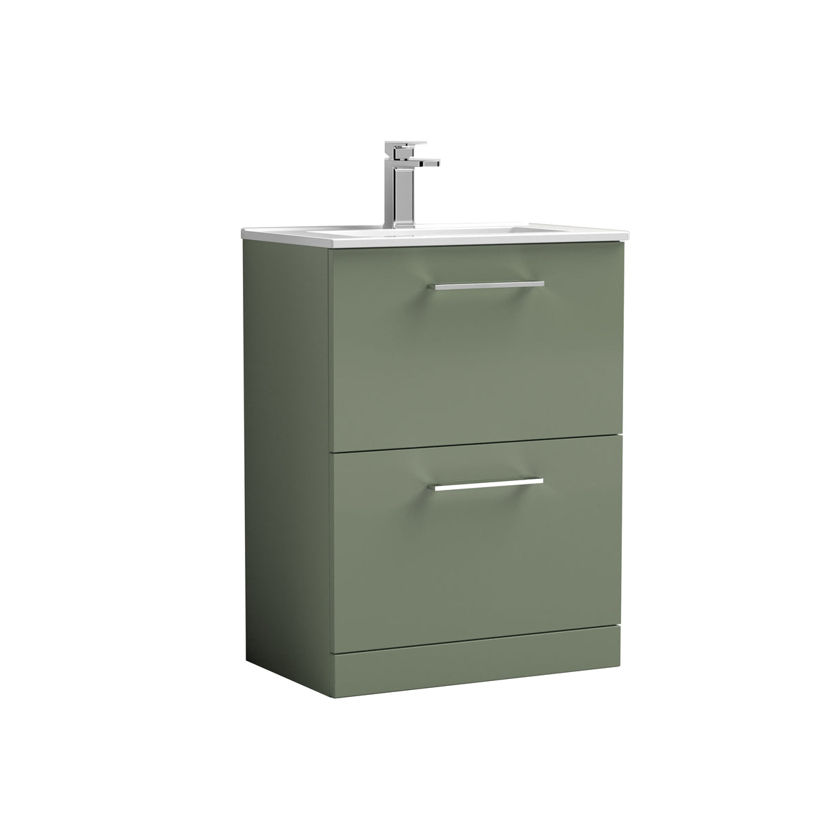Nuie Arno 600mm 2 Drawer Floor Standing Vanity Unit With Minimalist Basin