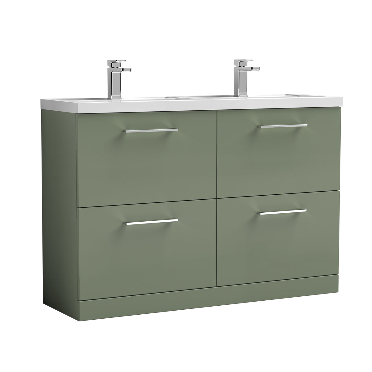 Nuie Arno 1200mm 4 Drawer Floor Standing Vanity Unit With 2 Tap Hole Polymarble basin