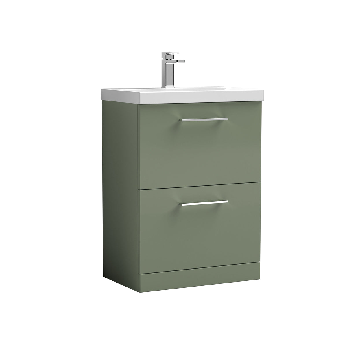 Nuie Arno 600mm 2 Drawer Floor Standing Vanity Unit With Thin Edge Basin
