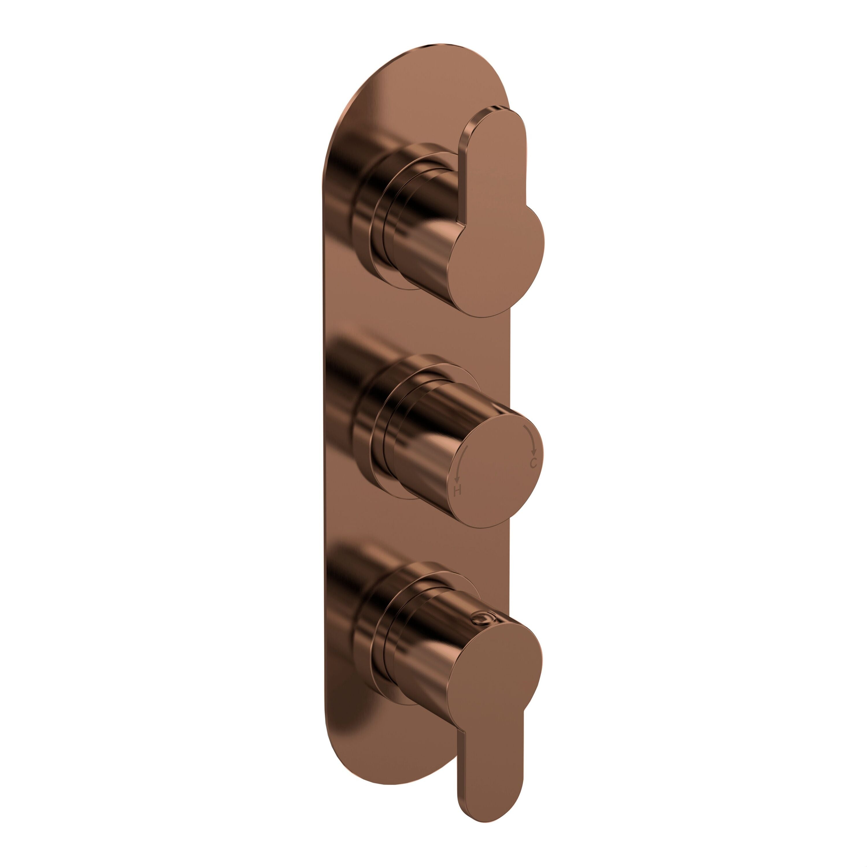 nuie Arvan Brushed Bronze Triple Thermostatic Shower Valve