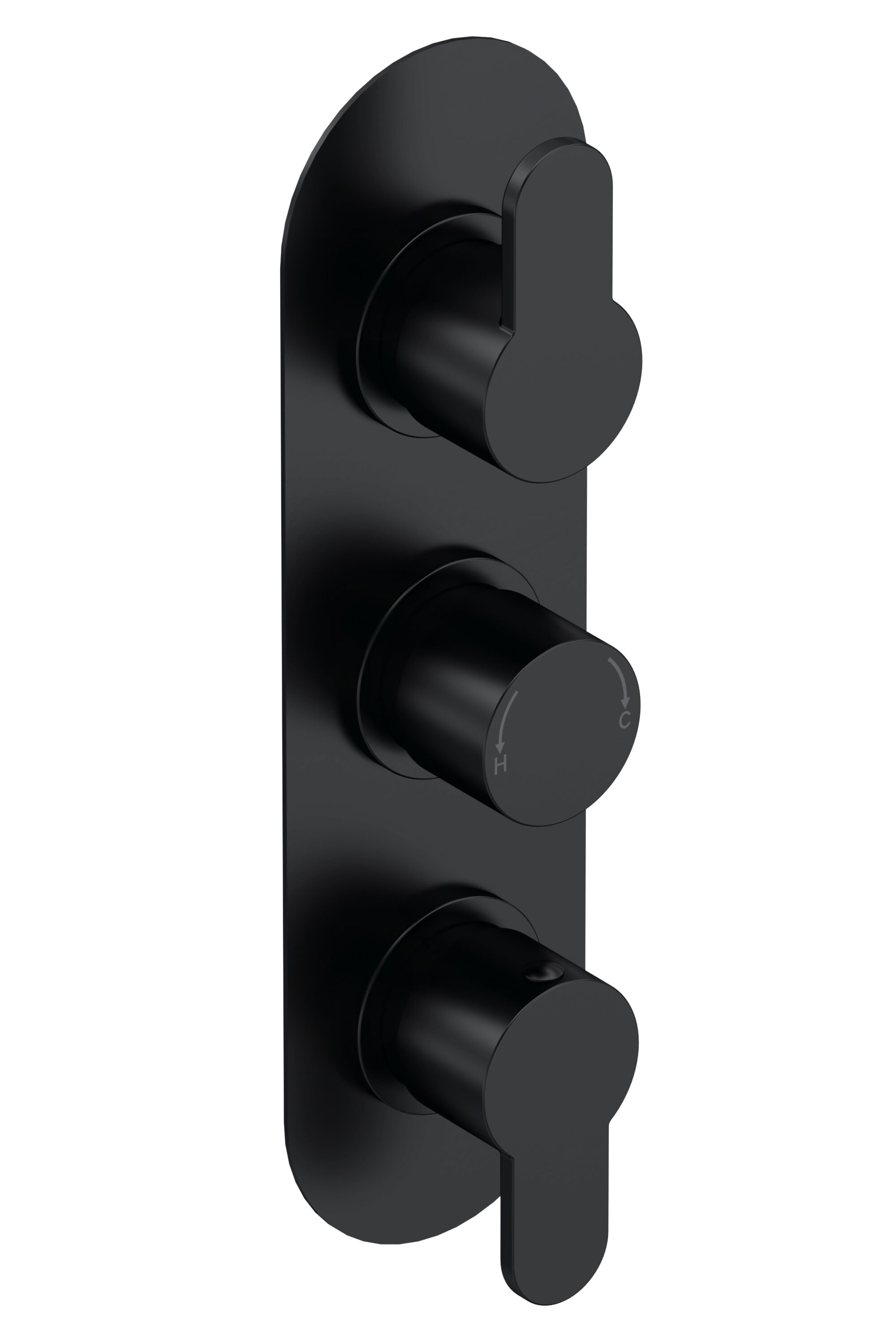 nuie Arvan Matt Black Triple Thermostatic Shower Valve With Diverter